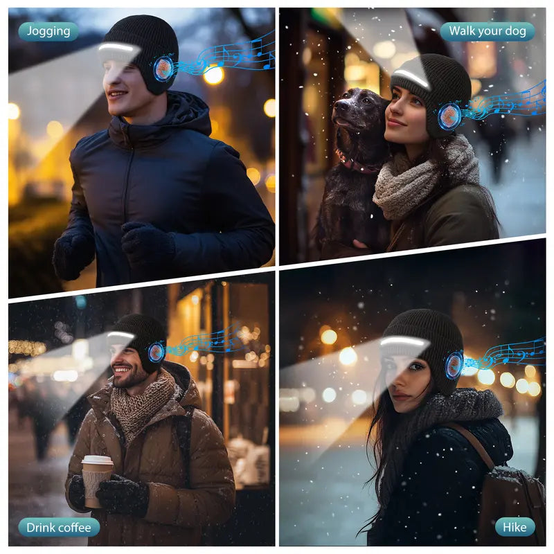 Bluetooth Beanie with LED Light – USB-C Rechargeable Smart Music Hat