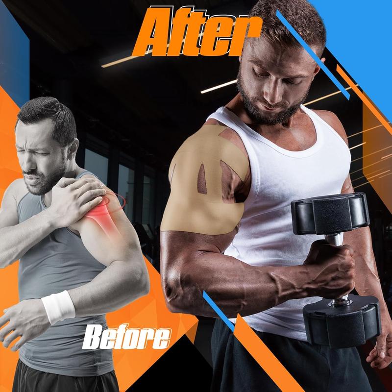 LANQIO Kinesiology Tape for Shoulder Pain Relief – Pre-Cut, Waterproof, Breathable, and Elastic Tape for Sports & Muscle Support